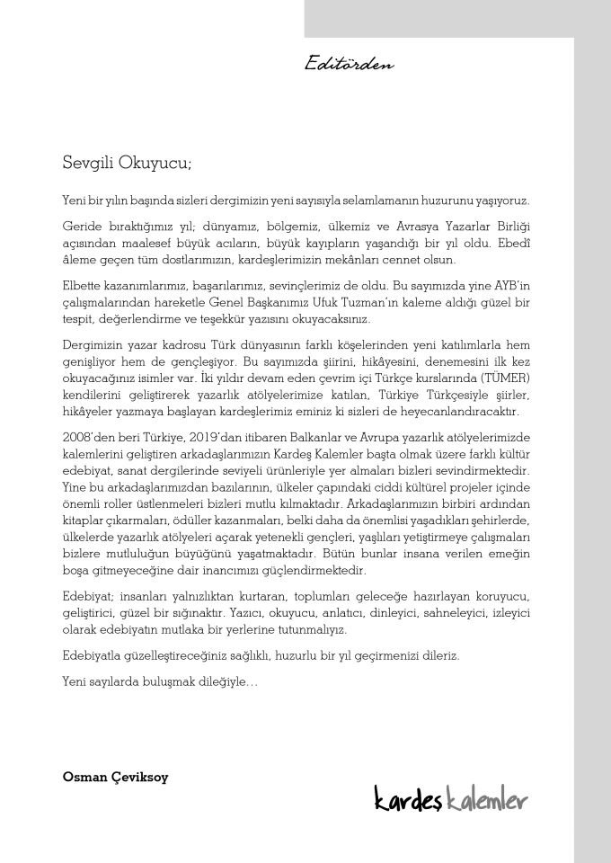 Kardeş Kalemler 217. Sayı Ocak 2025