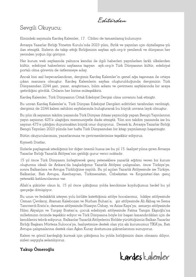 Kardeş Kalemler 204. Sayı Aralık 2023