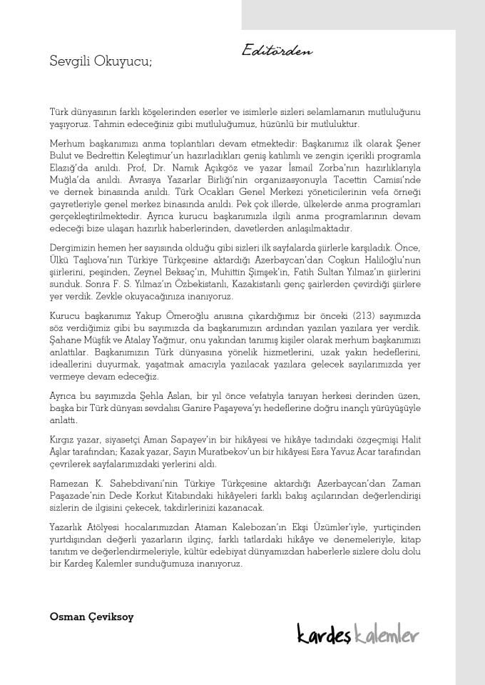 Kardeş Kalemler 214. Sayı Ekim 2024