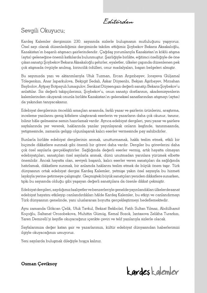 Kardeş Kalemler 230. Sayı Şubat 2026