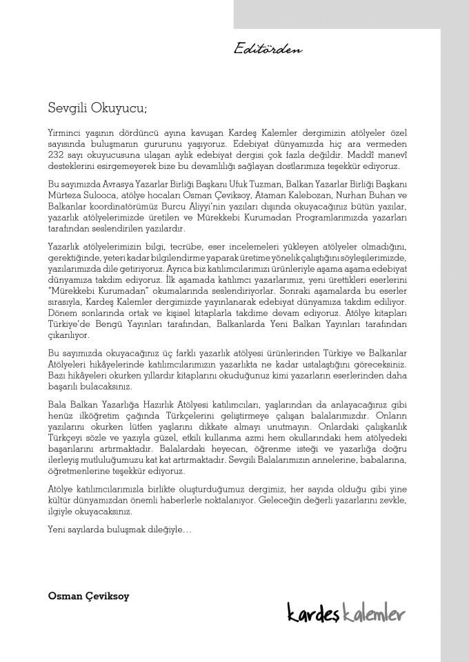 Kardeş Kalemler 232. Sayı NİSAN 2026